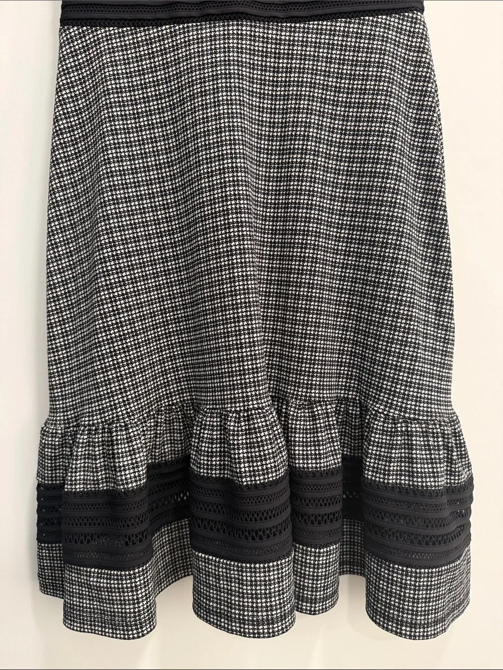 Michael Kors Short-Sleeve Black White Mesh Combo Cocktail Dress